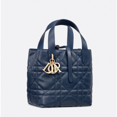 Small Dior Toujours Vertical Tote Bag-Deep Ocean Blue