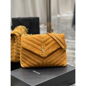 YSL Yves Saint Laurent Medium Chain Bag in Suede-Camel
