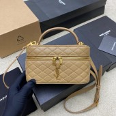 Saint Laurent Gaby Small Vanity Bag in Lambskin-Dark beige