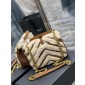 YSL Yves Saint Laurent College Medium Chain Bag in Quilted Suede and Shearling 