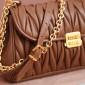 Matelassé nappa leather shoulder bag-Cognac