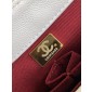 Chanel Small Coco Handle Bag-White with burgund lizard handle