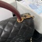 Chanel Medium Coco Handle Bag-Black with Burgundy Lizard handle