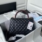Chanel Medium Coco Handle Bag-Black with Burgundy Lizard handle