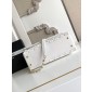 Chanel Medium Coco Handle Bag-White with Burgundy Lizard handle