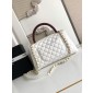 Chanel Medium Coco Handle Bag-White with Burgundy Lizard handle