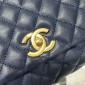 Chanel Medium Coco Handle Bag-Navy blue with Burgundy Lizard handle