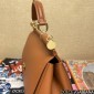 Authentic quality- Dolce Gabbana Large Sicily Handbag in in Dauphine leather-Brown