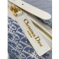 Small D-Journey Bag in Blue Dior Oblique Chambray with Raffia Effect