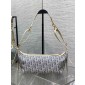 Small D-Journey Bag in Blue Dior Oblique Chambray with Raffia Effect
