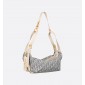 Small D-Journey Bag in Blue Dior Oblique Chambray with Raffia Effect