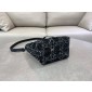 Small Dior Toujours Vertical Tote Bag-Black Tweed with White Cannage Motif