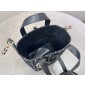 Small Dior Toujours Vertical Tote Bag-Black Tweed with White Cannage Motif