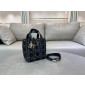 Small Dior Toujours Vertical Tote Bag-Black Tweed with White Cannage Motif